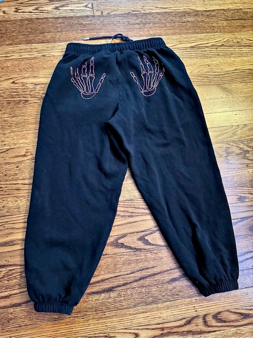 PINK Victoria's Secret Rhinestone Skeleton Hands Fleece Campus Sweatpants